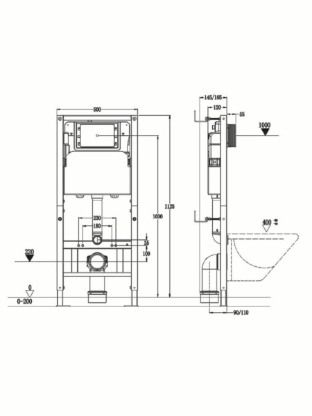 Инсталляция для подвесного унитаза Agger ACC500 без кнопки